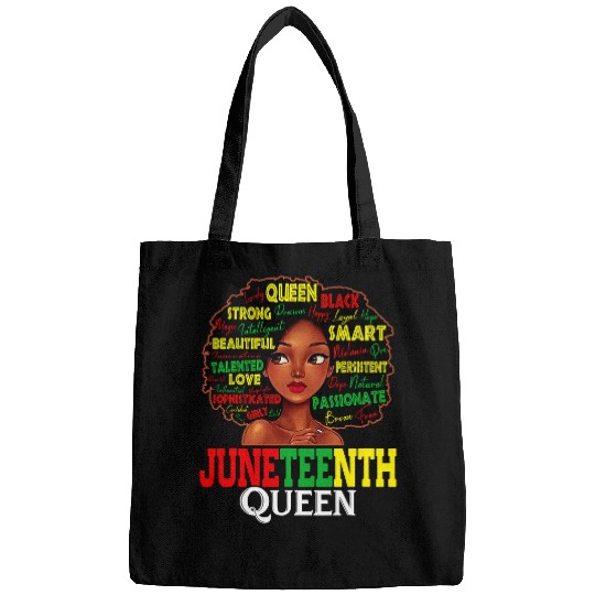 Juneteenth Melanin Black Queen Natural Hair Afro Word Art Bags