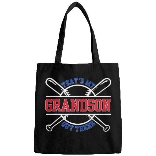 Thats My Grandson Out There Baseball Grandparents Graphic Bags