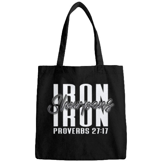 Inspirational Iron Sharpens Iron Proverbs 2717 Bible Art Bags