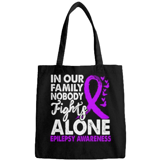 Nobody Fights Alone Epilepsy Awareness Month Purple Ribbon Bags