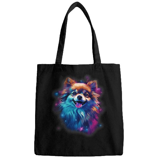 Pomeranian Dog Abstract Impression Colorful Graphic Art Bags