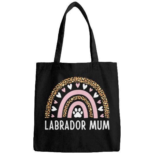 Labrador Mum Mummy Rainbow Leopard Mothers Day Lab Mum Mam Bags
