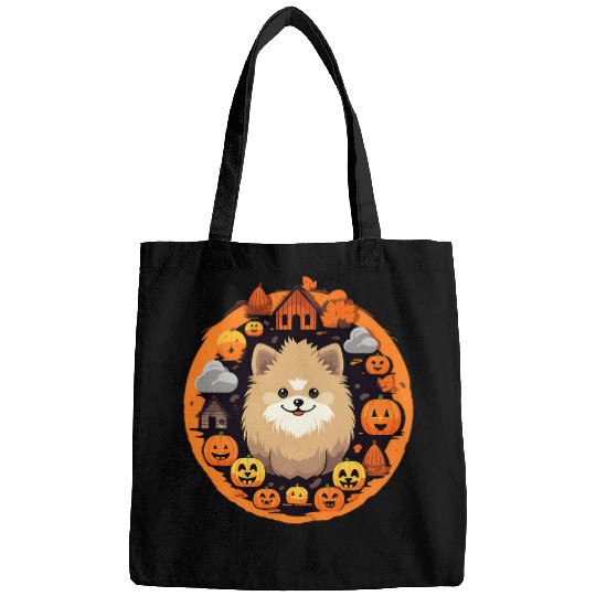 Pomeranian Dog Halloween Minimal Love Dogs 2 Bags