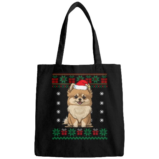 Pomeranian Dog Ugly Sweater Christmas Gifts Puppy Dog Lover Bags