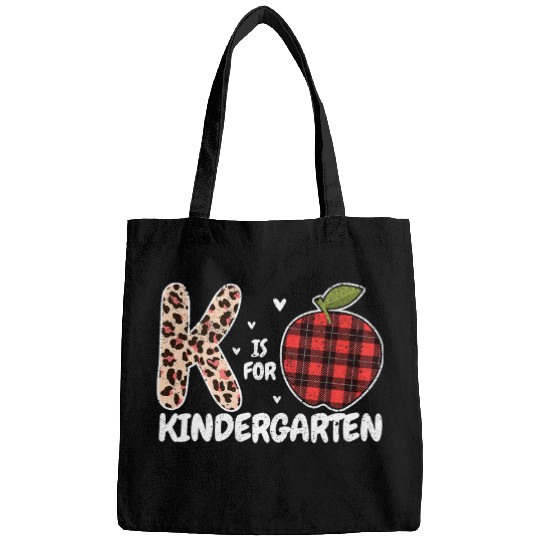 K Is For Kindergarten Apple Teacher Back To School Librarian Bags