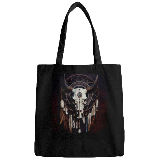 vintages Cow Skull Native American Dreamcatcher Art Bags