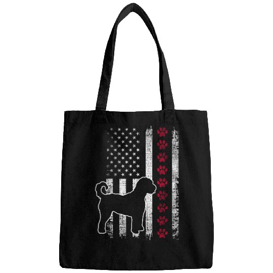 Retro vintages American Flag Labradoodle Dog 4th Of July Bags