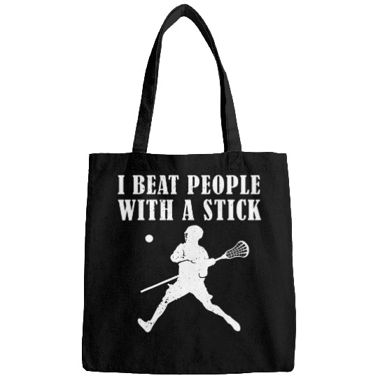 Discover I Beat People With A Stick Funny Lacrosse Coachs Player Gift Bags