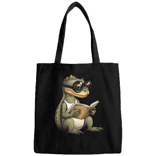 Lizard Reading Book Funny Bookworm Reader Read Librarian 22 Bags