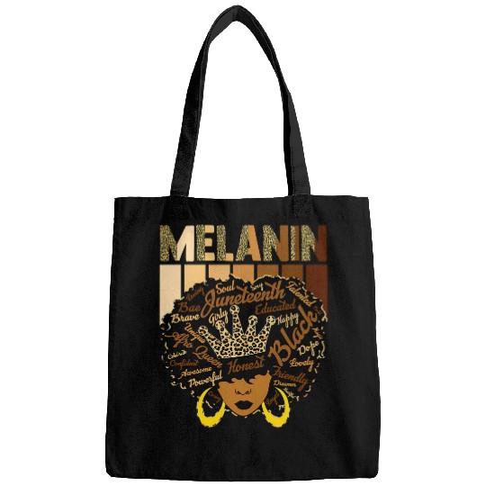 Juneteenth Melanin Natural Hair Afro Word Art Black Women Bags