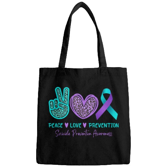 Peace Love Prevention suicides Awareness Teal Purple Ribbon Bags