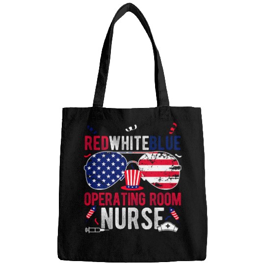 RED WHITE BLUE OPERATING ROOM nurses Patriotic nurses Top Fan Bags