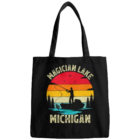 Summer Vacation Fishing vintages Retro Michigan Lake Bags