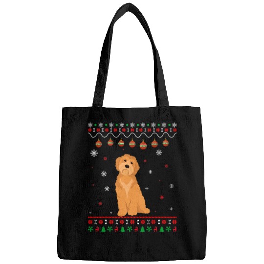 Dog Goldendoodle Ugly Design Matching Ugly Christmas Holiday T-Shirt Bags