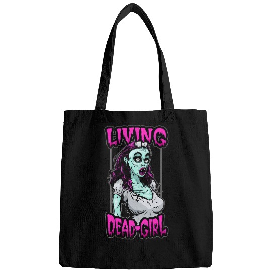 Living Deads Girl Funny Halloween Pop Art UnDeads Zombie Bags