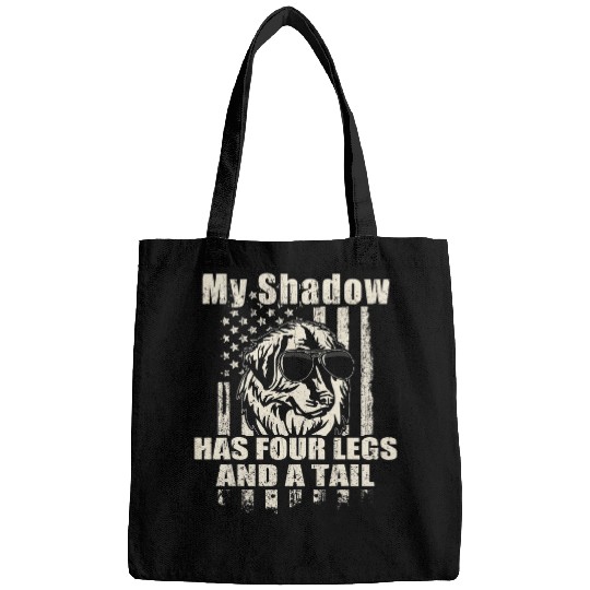 My Shadow Leonberger Proud American Flag Funny Bags