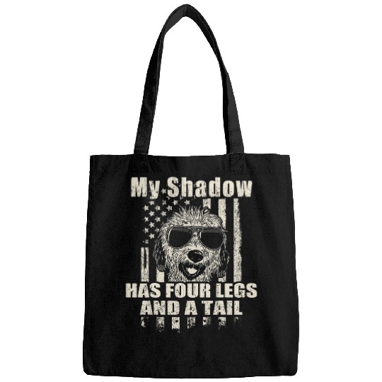 My Shadow Labradoodle Proud American Flag Funny Bags