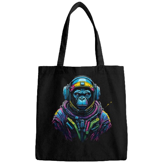 Monkey Astronaut Ape In A Space Suit Colorful Design Bags