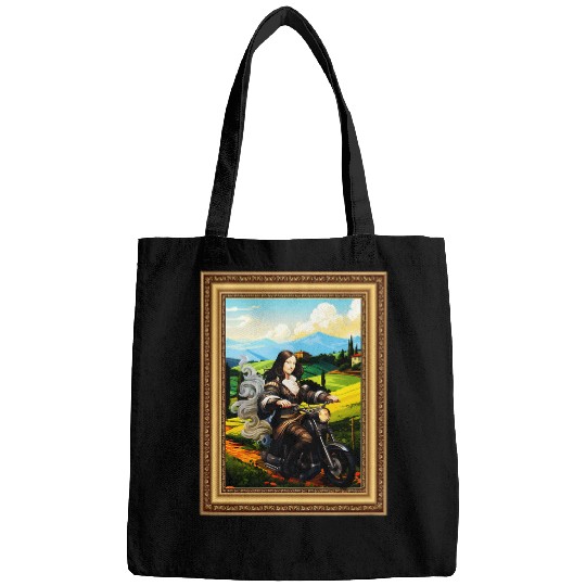 vintages Mona Lisa Motorcycle famous Leonardo Da Vinci Art Bags