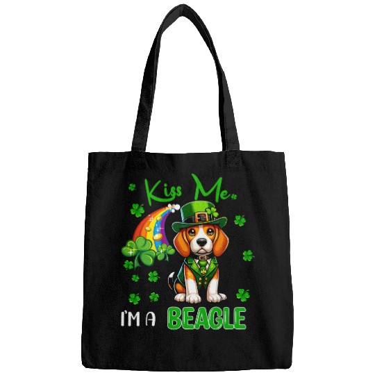 Im A Beagle St  Patricks Day Shamrocks Rainbow Owner Bags