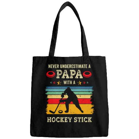 Retro Papa Hockey Gift Ice Field Hockey Player Goalie Dad Bags