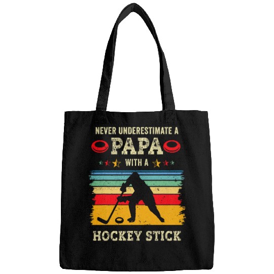 Retro Papa Hockey Gift Ice Field Hockey Player Goalie Dad Bags