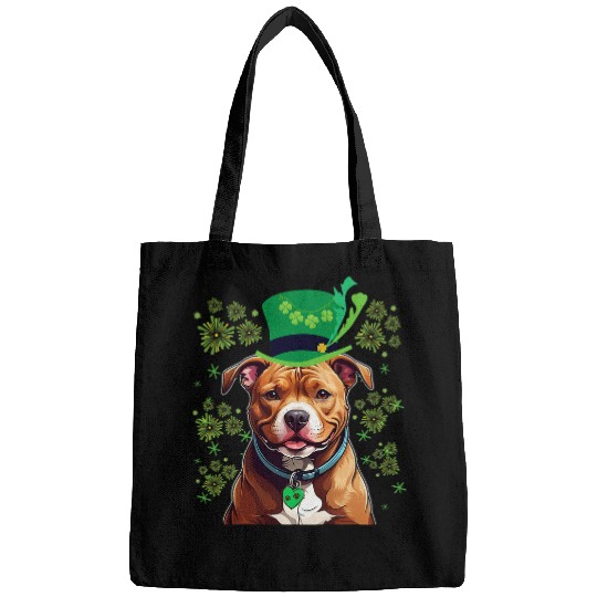 St Patricks Day Shamrockin With Pitbull Dog Puppies Lover Bags