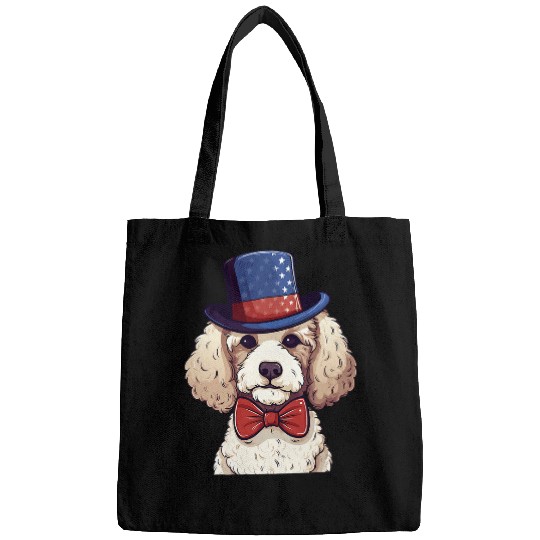 Poodle with Patriotic USA Flag American Independence Day Bags