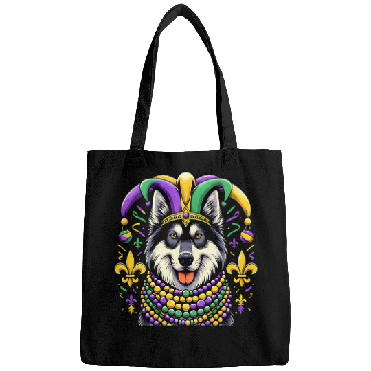Mardi Gras Norwegian Elkhound Dog Jester Bags