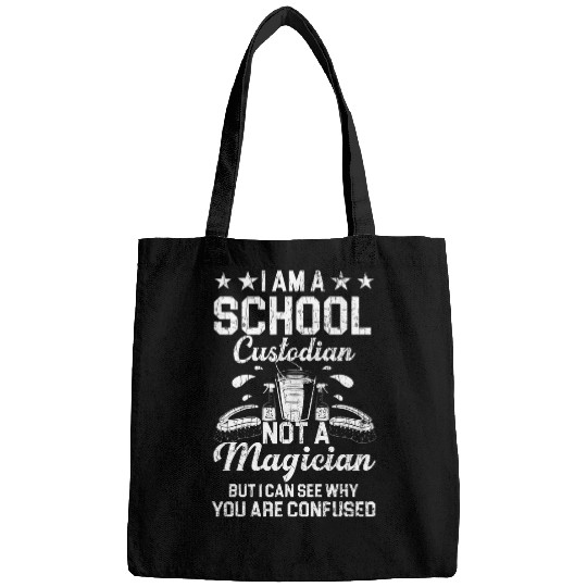 School Custodian Magician Funny Janitor Caretaker Graphic Bags