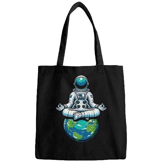 Meditating Astronaut Earth Planet Meditation Bags