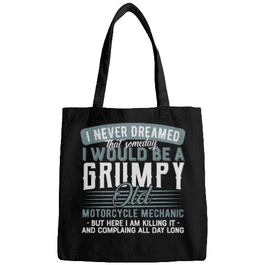 Motorcycle Mechanic Grumpy and Old Bags