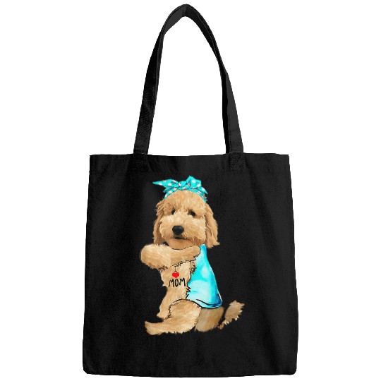 Dog Goldendoodle Tattoo I Love Mom T-Shirt Bags