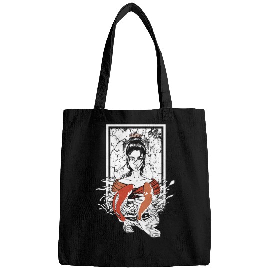 Koi fish with Geisha and Japanese Koi with Japanese Geisha Bags