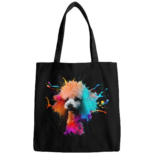 Poodle Colorful Paint Splashes Abstract Art Dog Bags