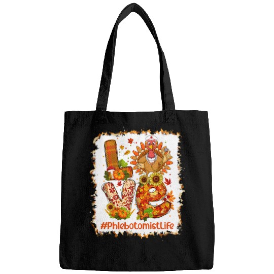 phlebotomist nurses thanksgiving autumn fall turkey bleached Bags