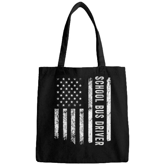 School Bus Driver USA Flag Profession Job Title Bags
