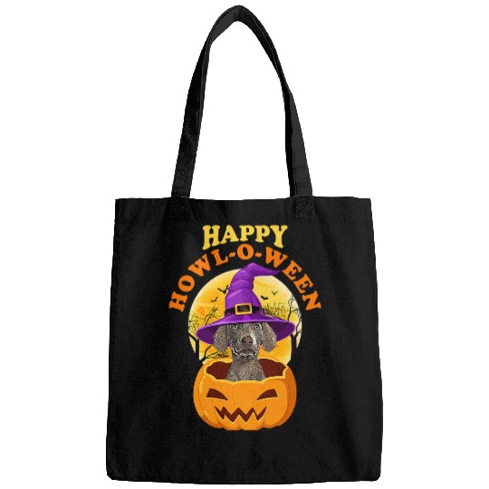 Weimaraner Dog HowlOWeen Witch Funny Halloween Bags