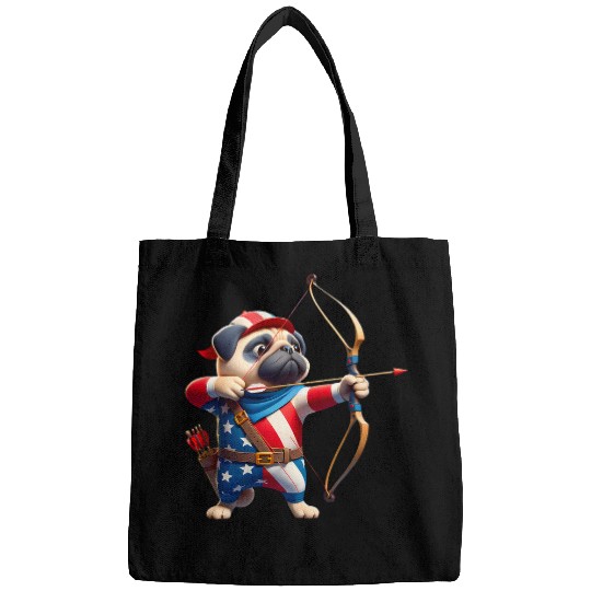 Pug Archery Team Archer Dog Men Women Kids Bags