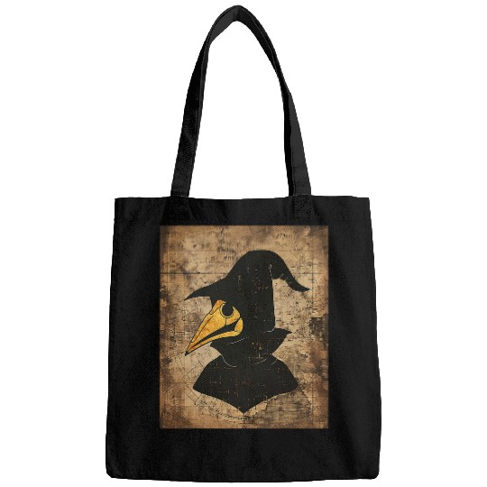Retro vintages Plague Doctor Apocalypse Halloween Logo Art Bags