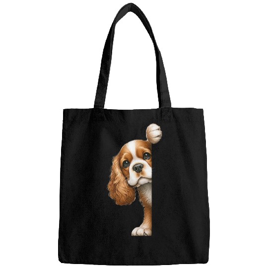 Staffordshire Cocker Spaniel Peeking Around The Corner Dog Bags