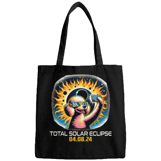 Poodle Dog Taking Selfie Solar Eclipse Bags
