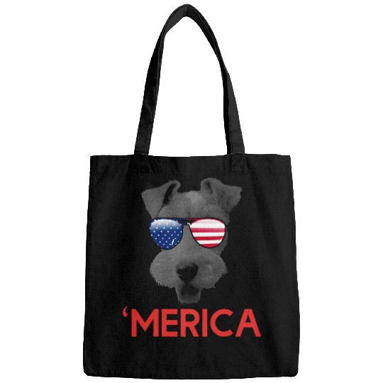 Merica Wire fox terrier American Flag 4th of July Bags