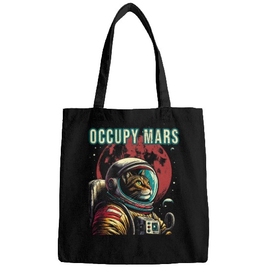 Occupy Mars Funny Cat Astronaut Retro Bags