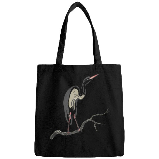 Lucky Heron Bird Art Illustration Bags