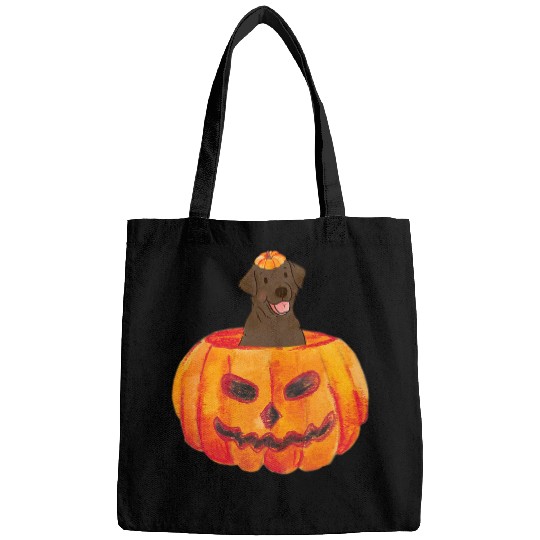 Labrador Lab Dog Chocolate Labrador Dog Happy Halloween Pumpkin Bags
