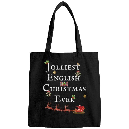 JOLLIEST ENGLISH CHRISTMAS EVER BRITISH UNION JACK UK FLAG Bags