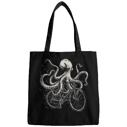 Octopuss On Bicycle Funny Cycling Squid Road Bike Cyclist Bags