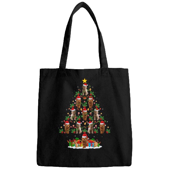 Dog Goldendoodle Xmas Tree Lights Goldendoodle Christmas T-Shirt Bags