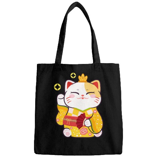 Mens Japanese Beckoning Cat Lucky Japan Manekineko Geisha Bags